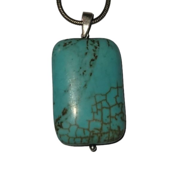 unbranded Silverstone 18 inch chain turquoise Pendant necklace. - Picture 4 of 5